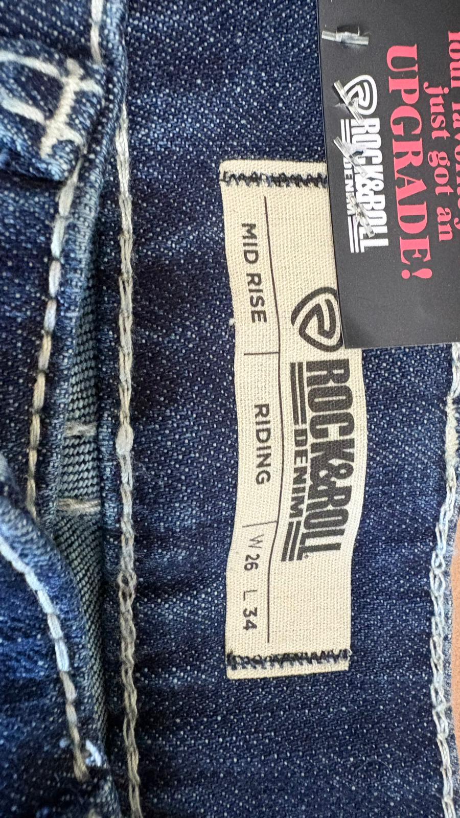 Rock & Roll Cowgirl Jeans - BW4RD06041 - Mid Rise Riding Fit - Ladies 26