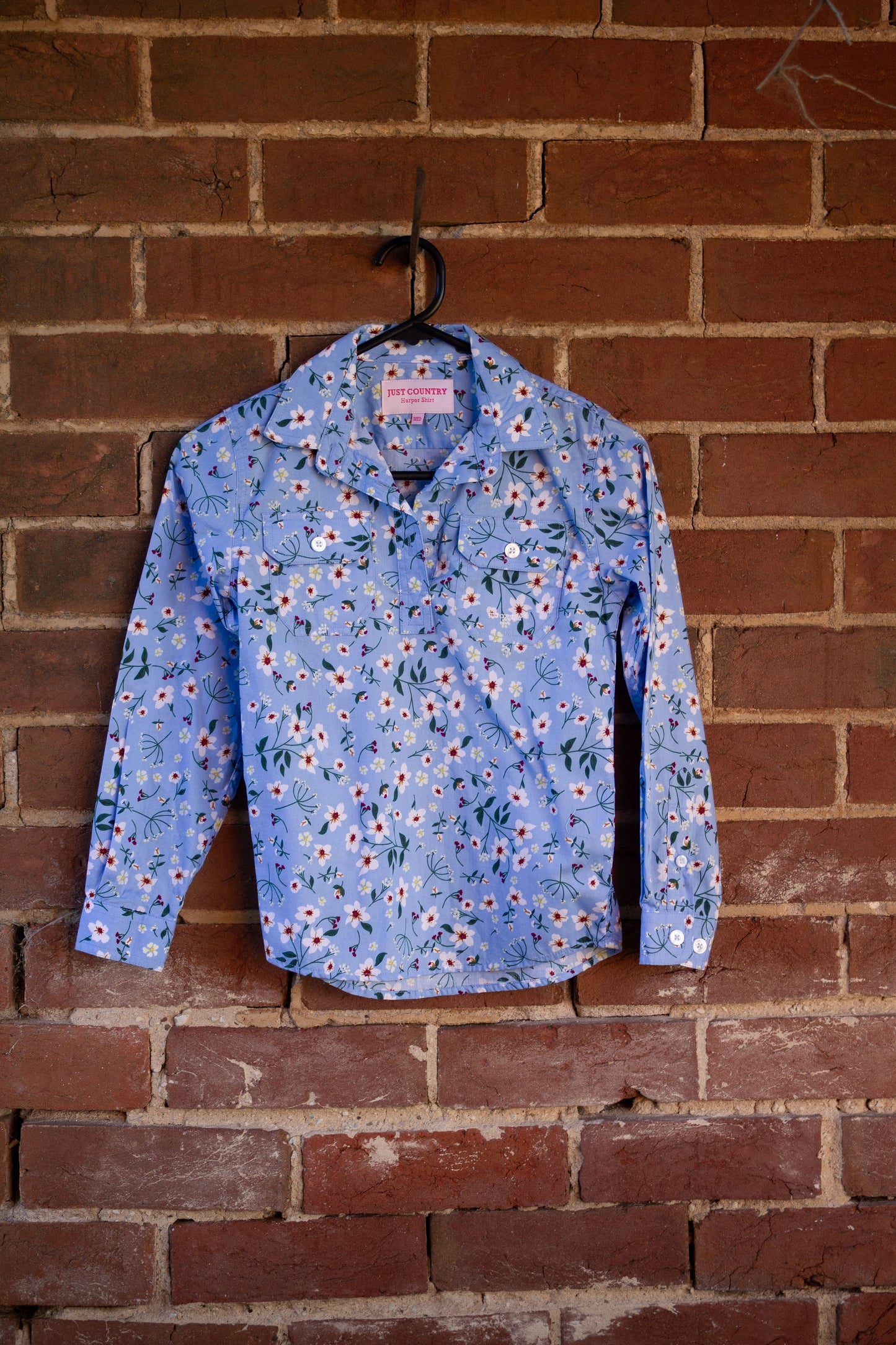 Just Country Harper Shirt - Long Sleeved 3/4 Button - Kids Medium