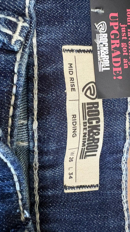 Rock & Roll Cowgirl Jeans - BW4RD06041 - Mid Rise Riding Fit - Ladies 26